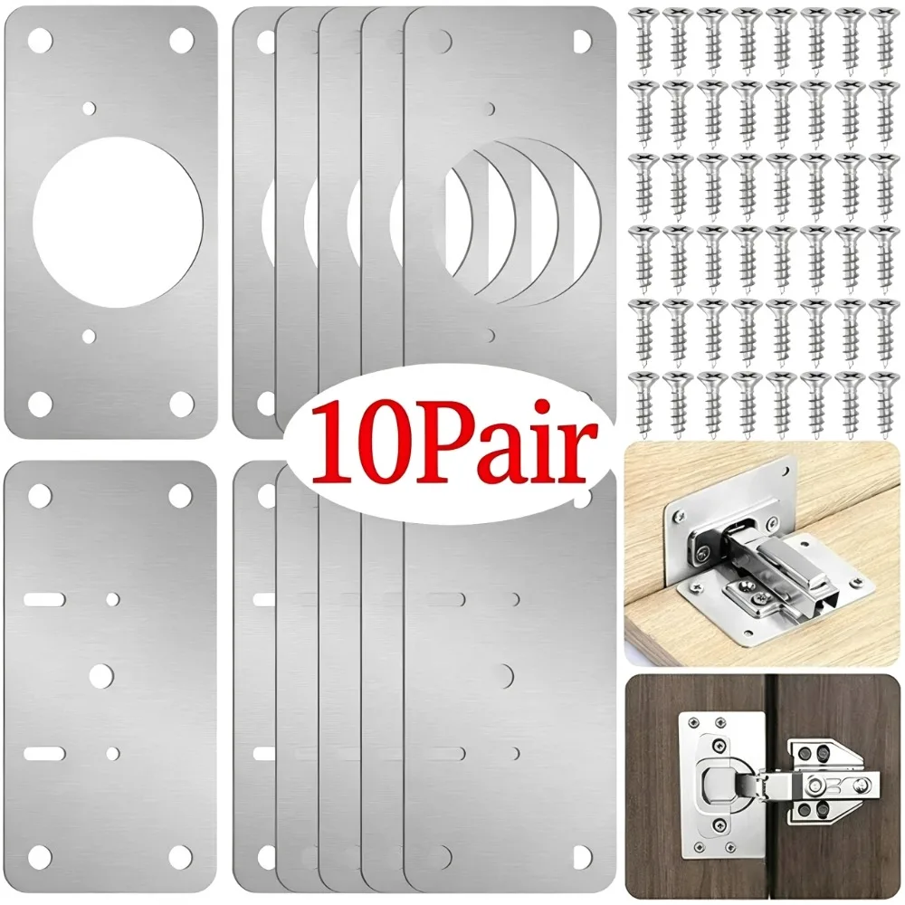 Cabinet Hinge Overlay - 10/1Pairs Hinge Repair Plate Kitchen Cabinet